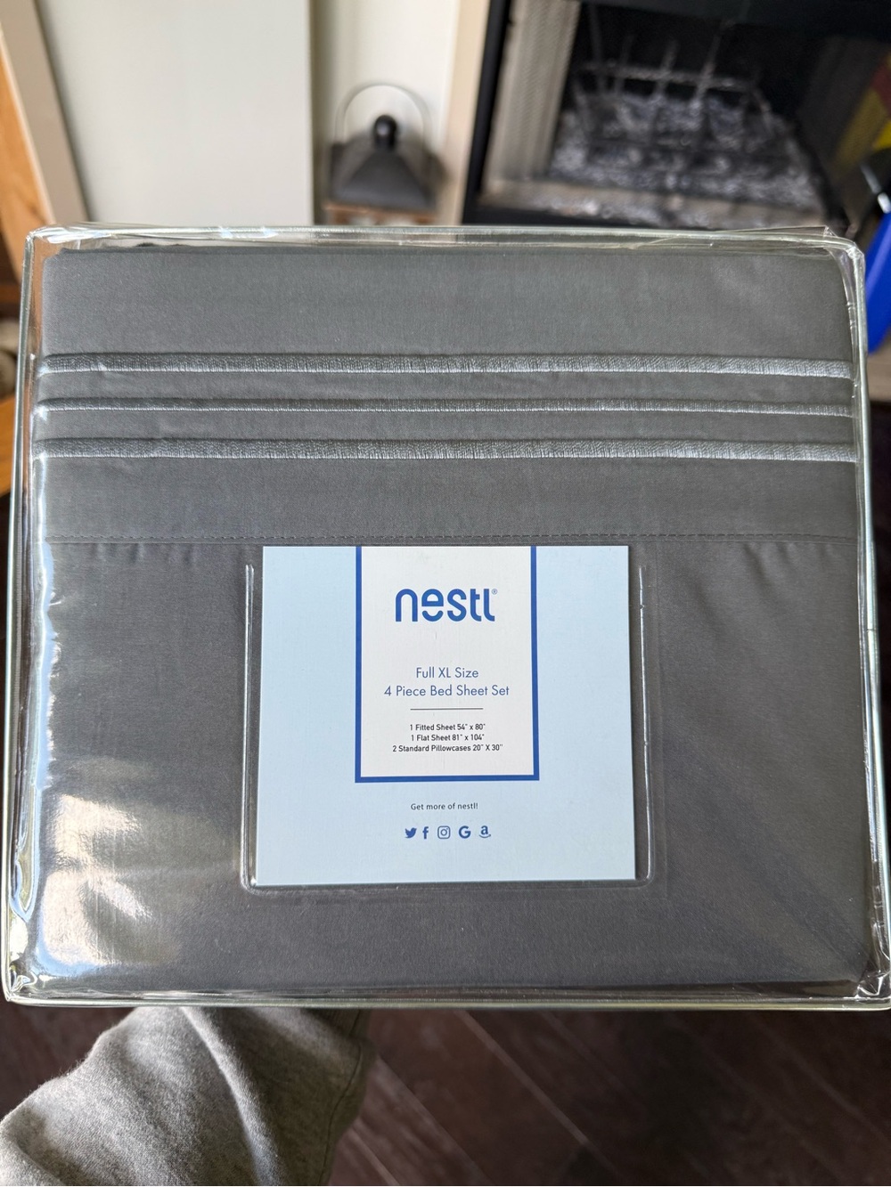 Nestl Full XL Sheet Set Breathable & Cooling Hotel Luxury Super Soft Dark Gray